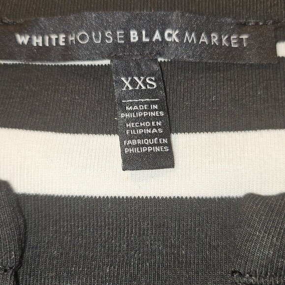 (NWOT) WHBM BLACK and WHITE STRIPED SHORT SLEEVED DRESS SIZE XXS - Picture 11 of 13